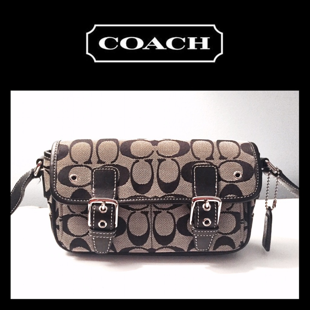 Coach Taupe & Black Classic Monogram Cross Body